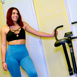 Rosie Cage, the Cuban Fitness. 'Do you want to see what I do with the bike?' Debut in porn with a mature man!